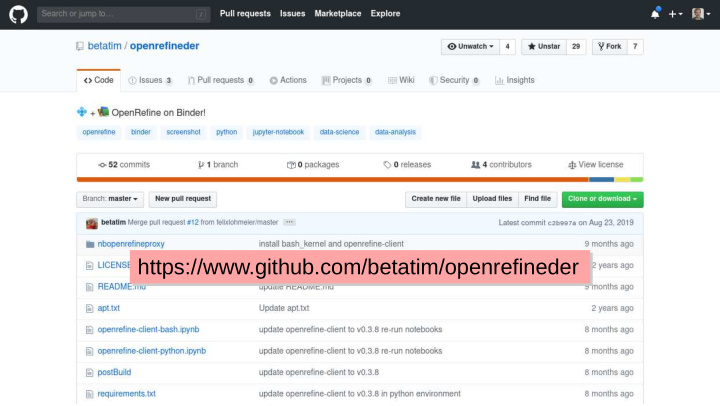 https github com betatim openrefineder https github com