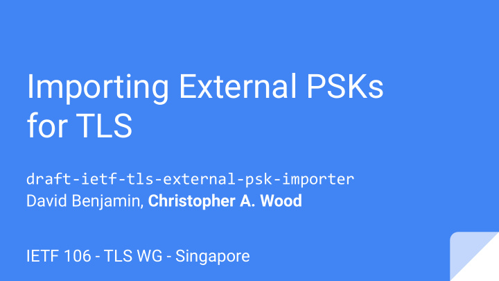 importing external psks for tls
