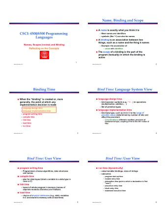 Name, Binding and Scope   A name is exactly what you think it is  CSCI: 4500/6500 Programming