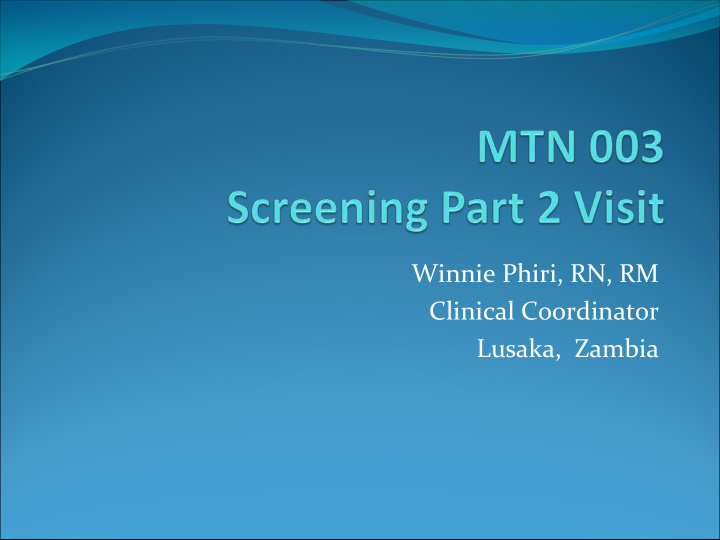 winnie phiri rn rm clinical coordinator lusaka zambia