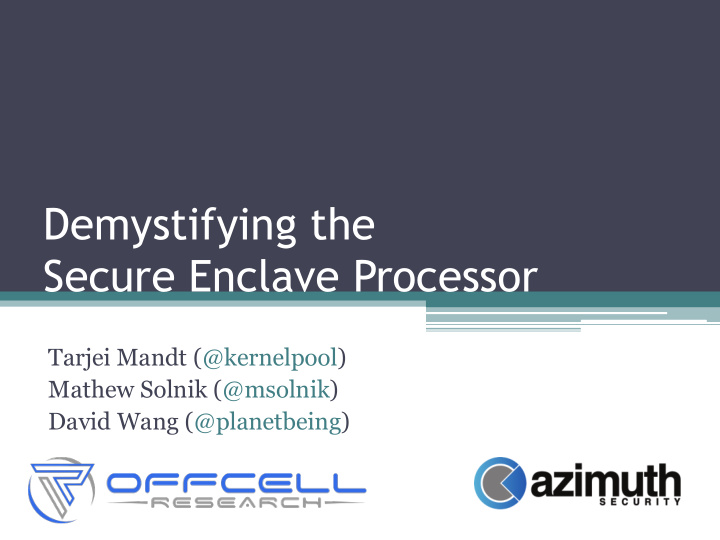 demystifying the secure enclave processor