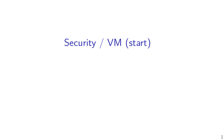 security vm start