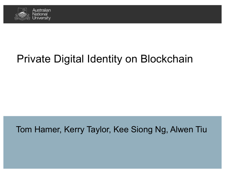 private digital identity on blockchain