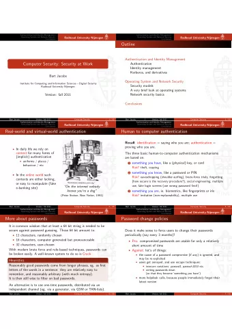 Outline  Authentication and Identity Management  Computer Security: Security at Work