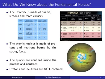 What Do We Know about the Fundamental Forces?  The Universe is made of quarks,  leptons and force