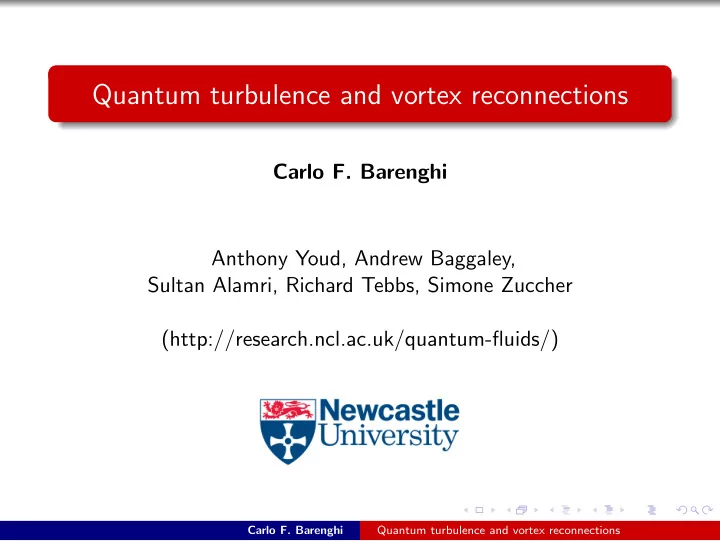 quantum turbulence and vortex reconnections