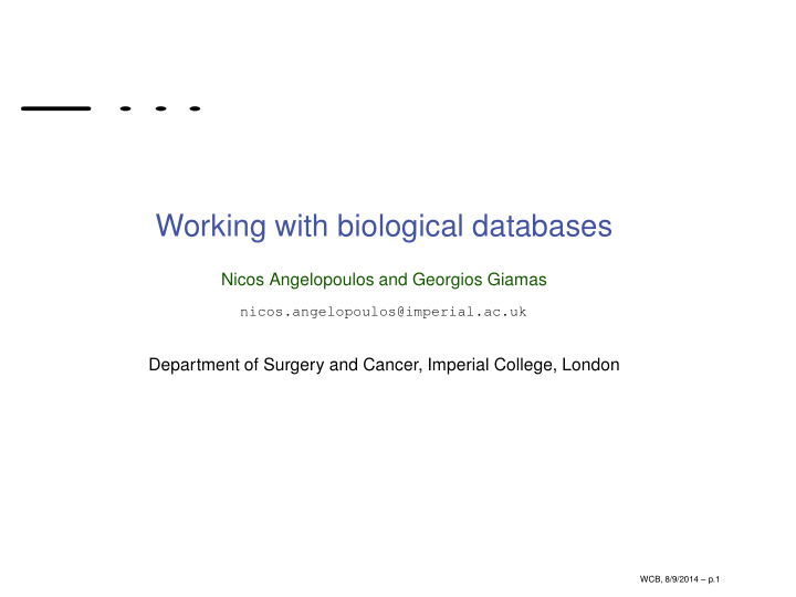 working with biological databases