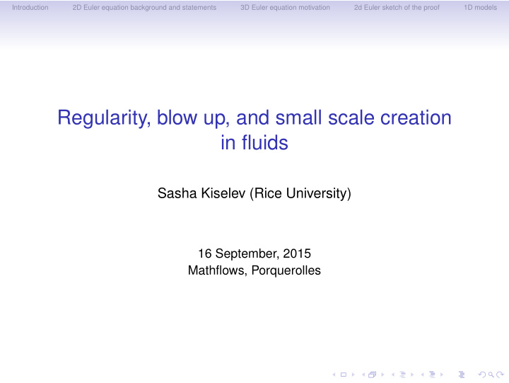 regularity blow up and small scale creation in fluids