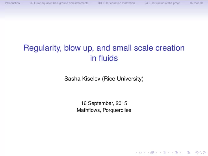 regularity blow up and small scale creation in fluids