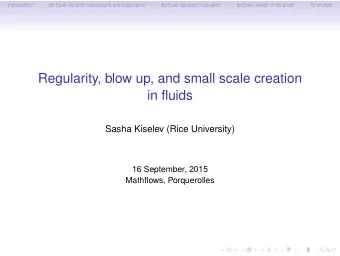 Regularity, blow up, and small scale creation  in fluids  Sasha Kiselev (Rice University)  16