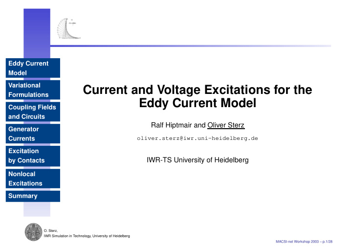 current and voltage excitations for the