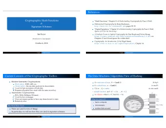 References  Cryptographic Hash Functions Hash Functions, Chapter 11 of Understanding