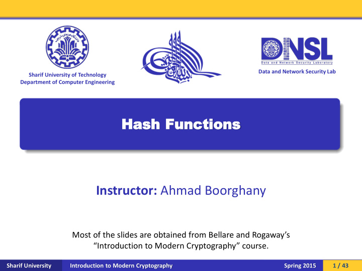 has hash h fu func nction tions instructor ahmad boorghany