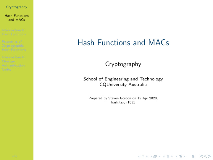 hash functions and macs