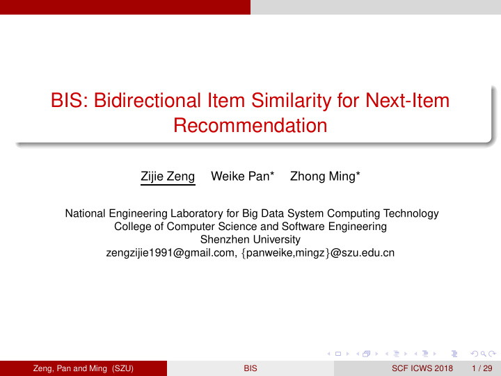 bis bidirectional item similarity for next item