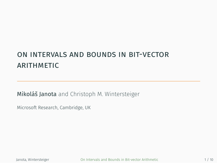 on intervals and bounds in bit vector arithmetic