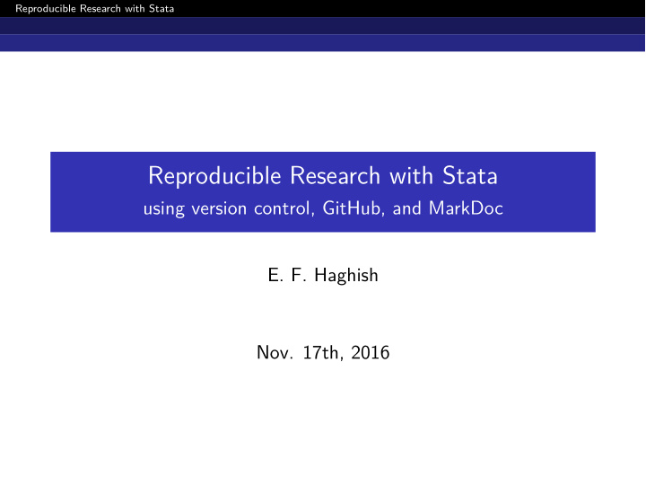 reproducible research with stata