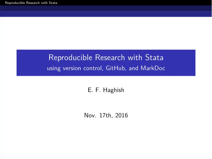 reproducible research with stata