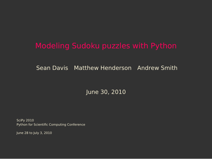 modeling sudoku puzzles with python