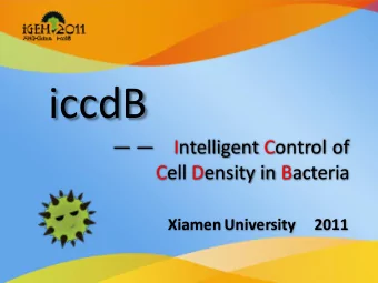 iccdB     Intelligent Control of  Cell Density in Bacteria  Xiamen University     2011  Our