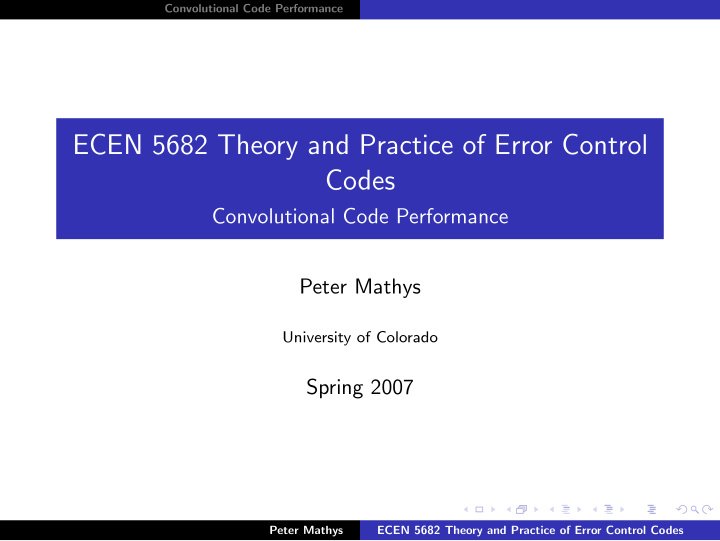 ecen 5682 theory and practice of error control codes