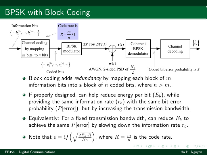 bpsk with block coding