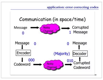 application: error correcting codes  40  Codes are all around us  41  noisy channels  Goal: send a