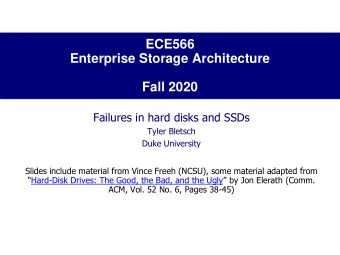 ECE566  Enterprise Storage Architecture  Fall 2020  Failures in hard disks and SSDs  Tyler Bletsch