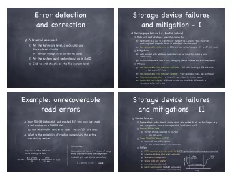 Error detection  Storage device failures  and correction  and mitigation - I Sector/page failure