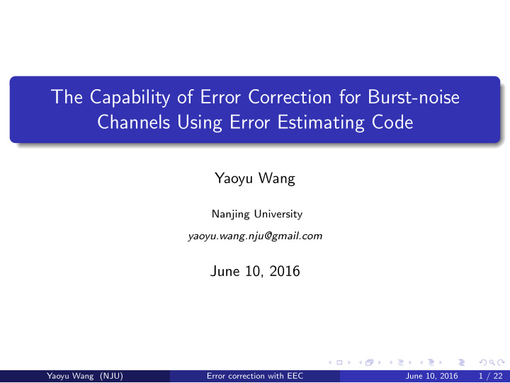 the capability of error correction for burst noise