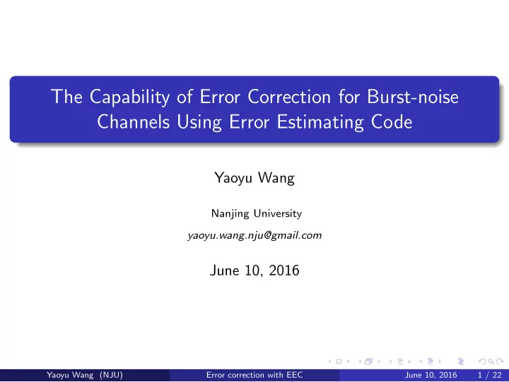 the capability of error correction for burst noise