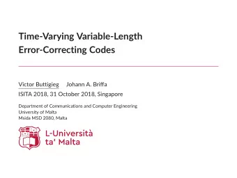 Time-Varying Variable-Length  Error-Correcting Codes  Victor Buttigieg  Johann A. Briffa  ISITA