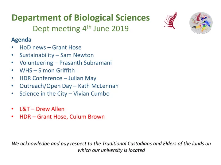 department of biological sciences