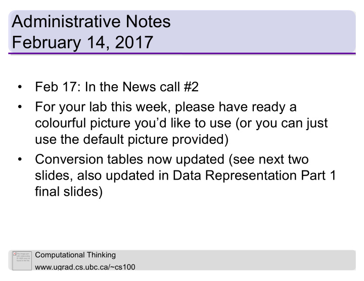administrative notes february 14 2017