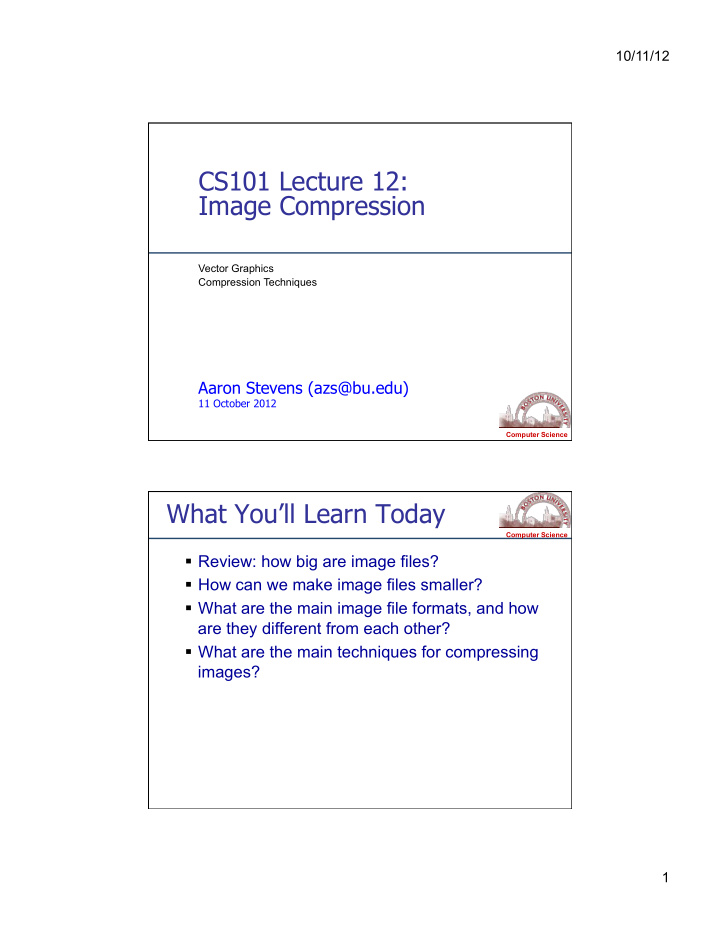 cs101 lecture 12 image compression