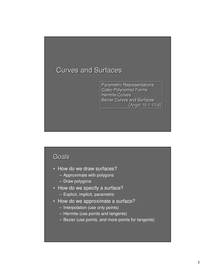 curves and surfaces curves and surfaces