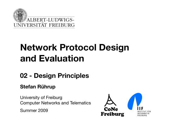 network protocol design and evaluation