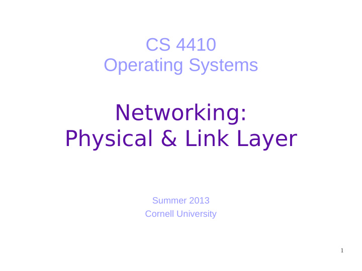 networking physical link layer
