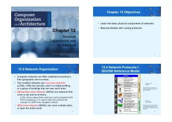 Chapter 12  Network  Organization and  Architecture  2  12.4 Network Protocols I  12.6 Network
