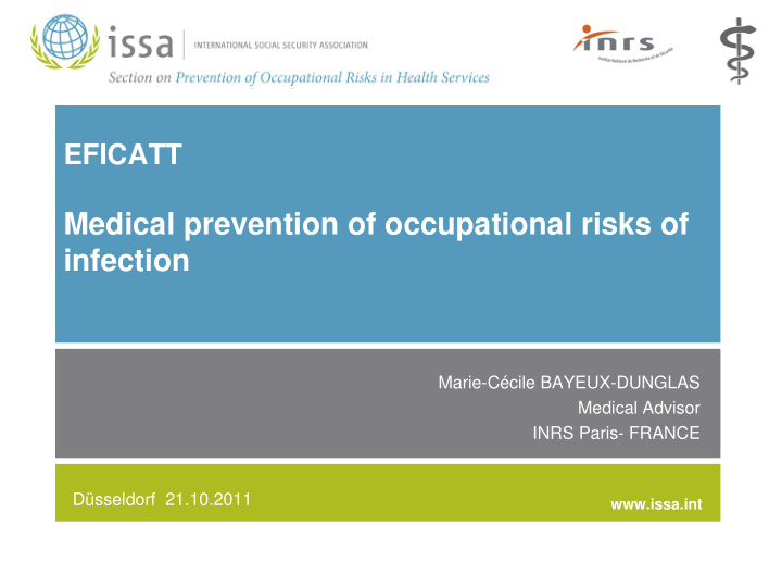 medical prevention of occupational risks of infection