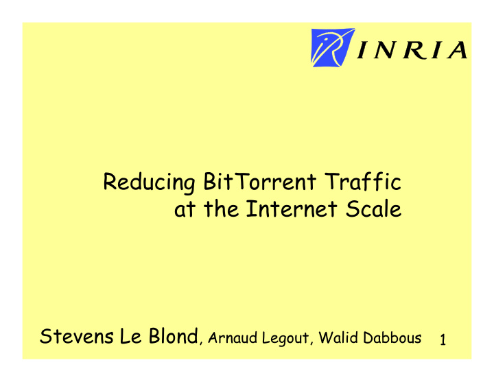 reducing bittorrent traffic at the internet scale