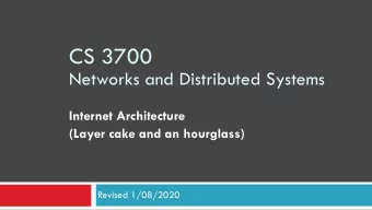 CS 3700   Networks and Distributed Systems Internet Architecture  (Layer cake and an hourglass)
