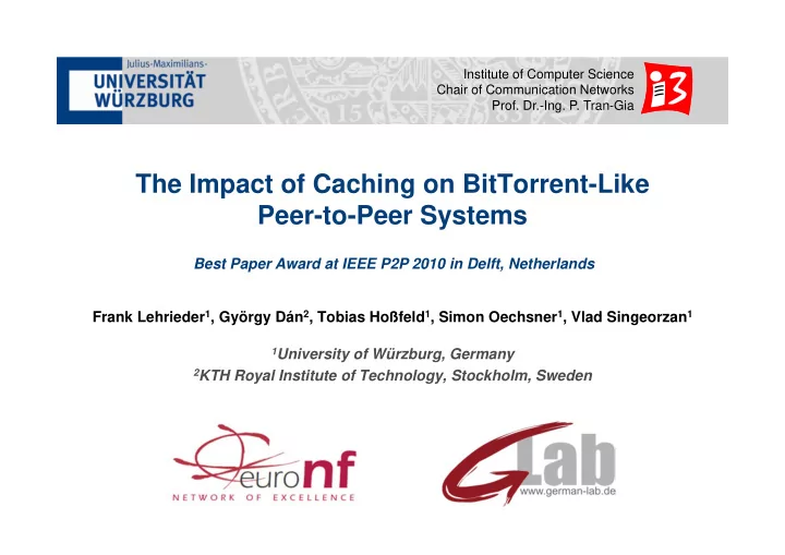 the impact of caching on bittorrent like peer to peer