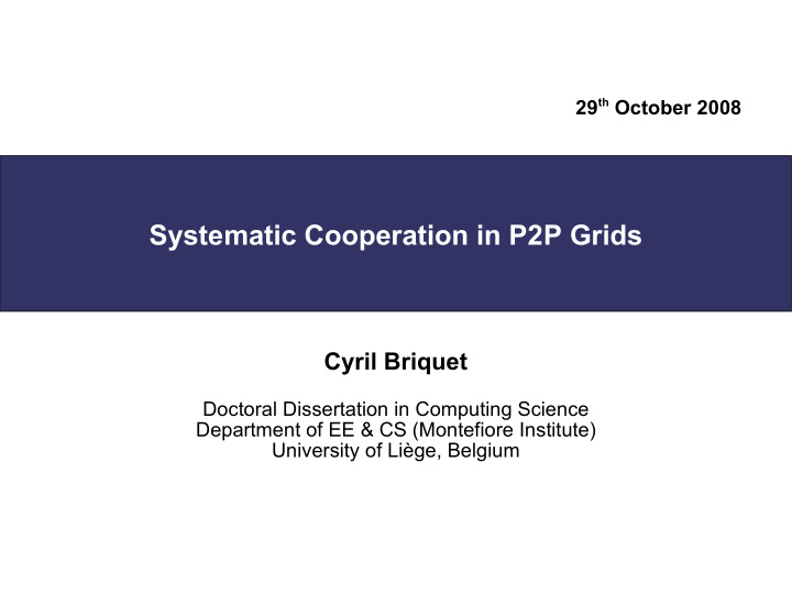 systematic cooperation in p2p grids