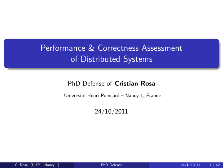 performance correctness assessment of distributed systems