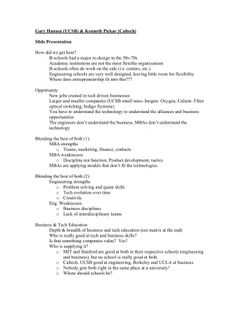 Gary Hansen (UCSB) &amp; Kenneth Pickar (Caltech)  Slide Presentation  How did we get here?