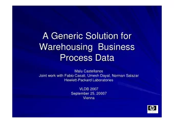 A Generic Solution for  A Generic Solution for  Warehousing  Business  Warehousing  Business