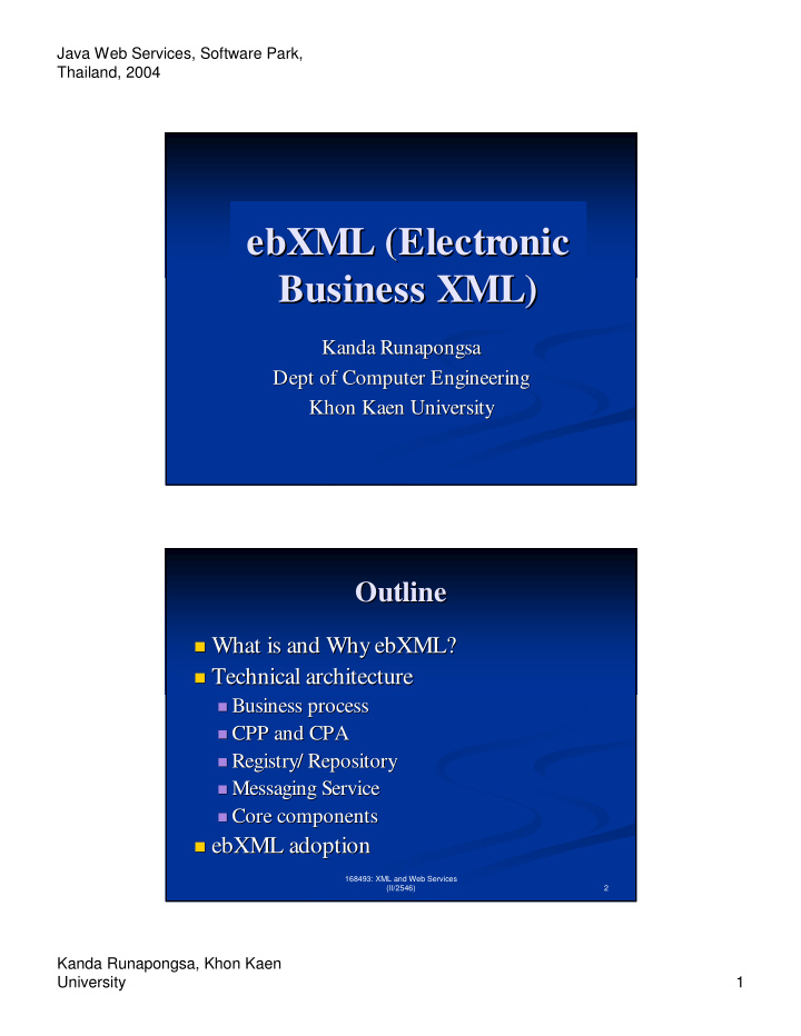 ebxml electronic ebxml electronic business xml business