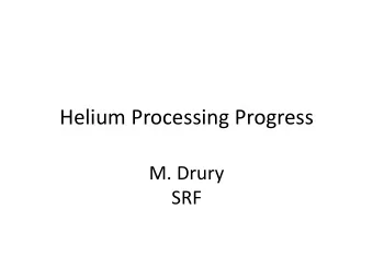 Helium Processing Progress  M. Drury  SRF  Schedule vs. Actual  Actual  Schedule  Zone  Baseline