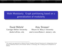 walk modularity graph partitioning based on a